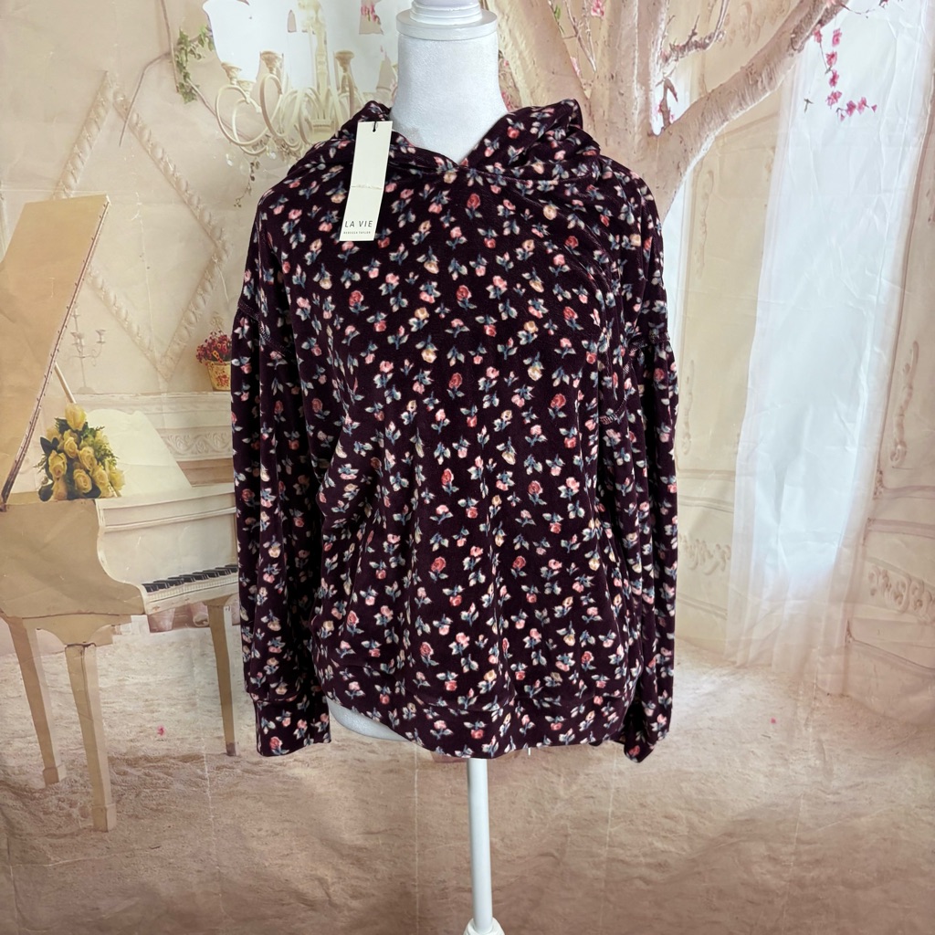 New Rebecca Taylor La Vie Floral Hoodie With Pockets